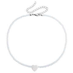 Fashion Simple Sweet Beads Heart Shaped Necklaces for Girls Stylish Glamorous Jewelry for Women Ladies Accessories Wholesale