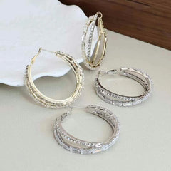 Female Rhinestone Circle Hoop Earring Simple Elegant Fashion Chic Glitter Wholesale Jewelry Accessories for Women Causal Daily
