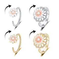Best Selling Rotating Daisy Rings Elegant Sweet Fashionable with Cubic Zirconia Women's Flower Rings Jewelry Gift Accessory Bulk