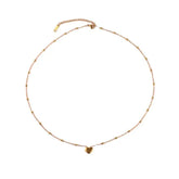 Fashion Heart Pendant Necklace Copper 18K Gold Plated Bead Chain Jewelry for Women Sweet Girl Retro Dainty Accessories Wholesale