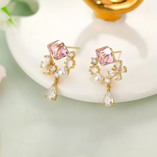 Ladies Imitation Pearl Gourd Star Decorative Small Drop Earring Fashion Elegant Sweet Bulk Jewelry Accessories for Women Daily