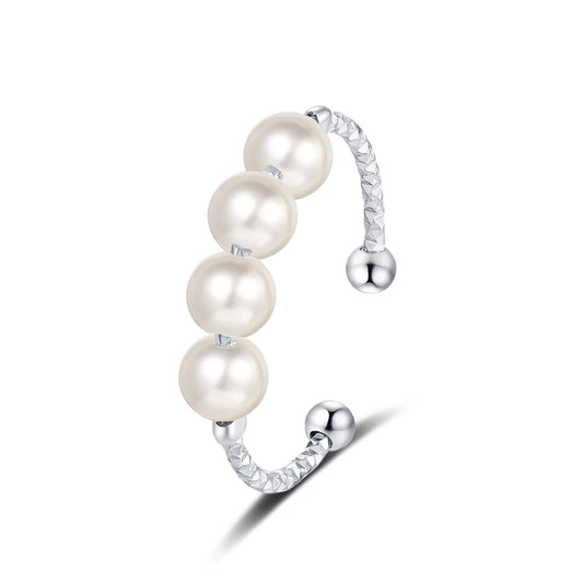 Imitation Pearl Opening Adjustable Rings Women Niche High-end Retro Elegant InstaStyle Trendy Index Finger Rings Accessories