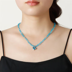 Fashion Cute Glitter Heart Shaped Beaded Necklaces for Girls Sweet Trendy Jewellry for Women Ladies Accessories Wholesale