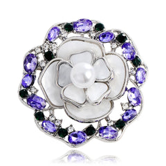 Fashion Camellia Flowers Floral Vintage Glitter Brooches for Girls Sweet Elegant Jewelry Pins for Women Ladies Accessories