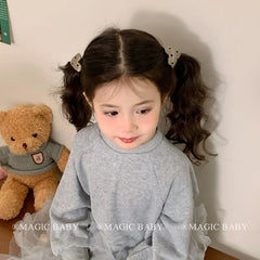 Sweet Cute Heart Shaped Scrunchies for Baby Girls Kawaii Classic High Elastic Hair Ties for Kids Children Hair Accessories Chic