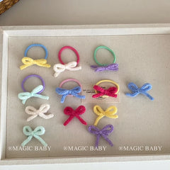 Classic Bowknot Simple Scrunchies for Baby Girls Fashion Cute Sweet Hair Ties for Kids Children Hair Accessories in Stock