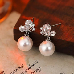 Women Star Flower Small Imitation Pearl Earring Fashion Elegant Minimalistic Customized Wholesale Jewelry Accessories for Causal