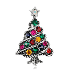 Fashion Glitter Sparkle Rhinestone Christmas Tree Trendy Brooches for Girls Sweet Elegant Dainty Glamorous Jewelry for Women