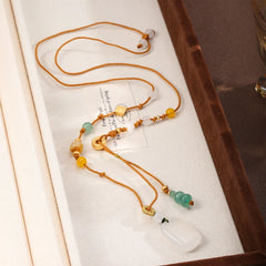 Fashion Natural Stone Pendent Copper Necklaces for Girls Vintage Simple Minimalistic Jewelry for Women Ladies Wholesale Bulk