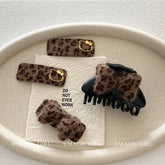 Ladies 2025 Hot Sale Leopard Print Fluffy Fashion Elegant Customized Bulk Order in Stock Hair Claw Clips Hairpins Accessories