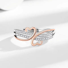 Separated Heart Open Rings Women Adjustable Cubic Zirconia Band Elegant Romantic Light Luxury Fashion Jewelry Gift Wholesale