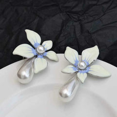 Ladies Hot Sale New Design Flower Imitation Pearl Medium Drop Earring Trendy Elegant Luxurious Wholesale Jewelry Accessories