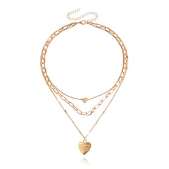 Fashion Sweet Heart Shaped Layered Wearing Necklaces for Girls Spicy Glamorous Jewelry for Women Ladies Accessories Wholesale
