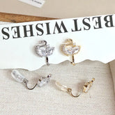 Women Swan Shape New Design Latest Small Clip-on Earring Fashion Elegant Charms Dainty Bulk Jewelry Accessories for Causal Daily