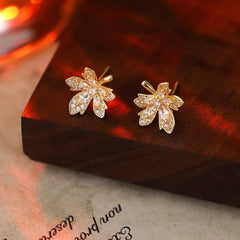 Women Small Flower Shape Rhinestone Pink Yellow Stud Earring Fashion Trendy Glitter Wholesale Bulk Order Jewelry Accessories
