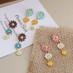 Sweet Elegant Flowers Drop Earrings for Girls Cute Floral Jewelry for Women Ladies Accessories Chinese Supplier Wholesale