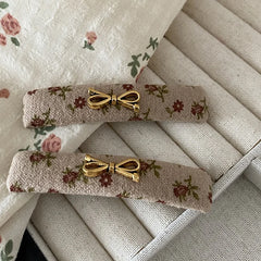 Vintage Gold Bow-shaped Floral Hair Clips for Women Trendy Chic Elegant Fringe Hairpin Autumn Winter Hair Accessories Wholesale