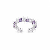 Women White Purple Zircon Copper Plated Palladium White K Rings Fashion Sparking Factory Price in Stock Jewelry for Causal Daily