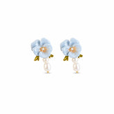 Female Blue Green Flower Shape Freshwater Pearl Earring Elegant Sweet Fashion Factory Price in Stock Jewelry for Women Causal