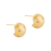 Geometric Spherical Brushed Hexagonal Star Stud Earrings with Zircon Simple Light Luxury High-end Niche style Earrings Women