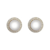 Light Luxury High-End Imitation Pearl Stud Earrings Women's Geometric Zircon Korean Sweet Elegant Fashion Earrings Jewelry Bulk