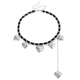 Fashion Simple Steel Heart Trendy Necklaces for Girls Art Deco Stylish Glamorous Jewelry for Women Ladies Accessories Wholesale