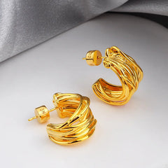 European and American Trendy Earrings Copper Simple C-shaped Irregular Earring Women's High-end Fashion Earrings Niche Design