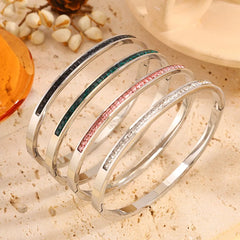 Fashionable Colorful Micro-Zircon Bracelet Glitter Stainless Steel Non-fading High-end Dainty Women's Jewelry Accessories Bulk
