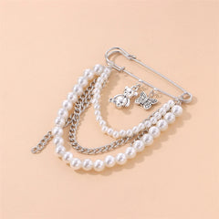 Dainty Fashion Imitation Pearl Refined Brooches for Girls Cute Trendy Art Deco Jewellry for Women Ladies Accessories Wholesale