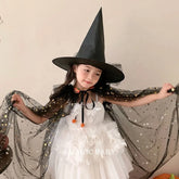 Halloween Cape for Kids Glossy Shiny Children Costume Cloak Spooky Party Wear Pumpkin Festival Gift Trick or Treat Accessory