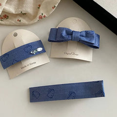 Blue Bowknot Barrette Cute Kitty Cat Hair Clips for Women Girls Elegant Sweet Fashion Hair Accessories Casual Hairwear Wholesale