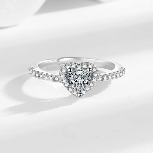 Shining Colorful Heart-shaped Ring Women's Classic Fashionable Zircon Jewelry Ring Romantic Wedding Gift Accessory Hot Sale Bulk