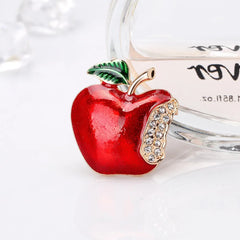 Fashion Sweet Apple Fruits Glitter Brooches for Girls Trendy Stylish Glamorous Charms Jewelry Pins for Women Ladies Accessories