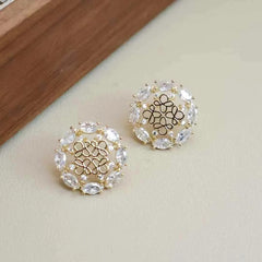 Women Flower Shape Print New Design Small Stud Earring Elegant Graceful Fashion Wholesale Lightweight Daily Jewelry Accessories