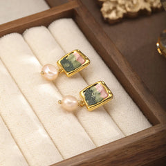 Fashion S925 Silver Copper 18K Gold Plated Drop Earrings for Girls Freshwater Pearl Jewelry for Women Ladies Wholesale Bulk