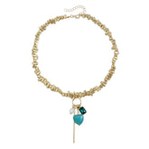 Fashion Drop Heart Shaped Mental Beads Glitter Necklaces for Girls Sweet Trendy Jewelry for Women Ladies Accessories Wholesale