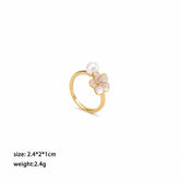Fashion Freshwater Pearl 18K Gold Plated Copper Rings for Girls Flower Jewelry for Women Ladies Wholesale China Manufacturer