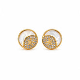 Women Circle S925 Silver Zircon Abalone Shell Small Stud Earring Fashion Simple Factory Price in Stock Jewelry for Female Daily