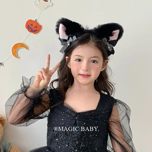 Halloween Black Cat Headband for Kids Cute Kitten Hairband Children Costume Party Hair Accessories Spooky Fun Trick or Treat