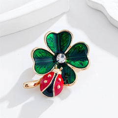 Cartoon Four-leaf Clover Brooch for Girls Sweet Stylish Elegant Pins Jewelry for Women Ladies Accessories Chinese Supplier