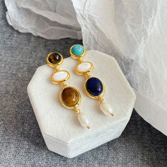 Female Blue Green Alloy Stone S925 Silver Drop Earring Elegant Charms Dainty Trendy Factory Price in Stock Jewelry for Women