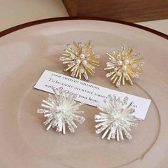 Female Hot Sale New Design Flower Shape Small Stud Earring Trendy Glitter Fashion Elegant Bulk Order Causal Jewelry Accessories