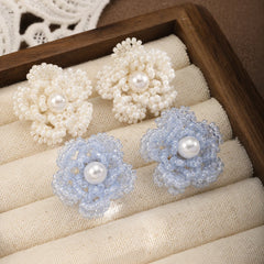 Fashion Beads Flower Sweet Stud Earrings for Girls Trendy Stylish Jewelry for Women Ladies Wholesale China Manufacturer Bulk