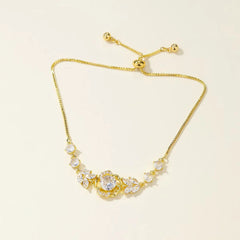 Fashion Elegant Glitter Rhinestone Flowers Necklaces for Girls Sweet Dainty Glamorous Jewellry for Women Ladies Accessories
