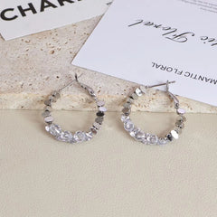 Female Hot Sale Rhinestone Small Hoop Earring Fashion Elegant Chic Luxurious Charms Glitter Bulk Jewelry Accessories for Causal