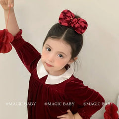 Classic Solid Color Bowknot Hair Ties for Baby Girls Cute Kawaii Velvet Scrunchies for Kids Children Hair Accessories in Stock