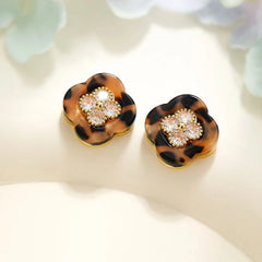 Fashion Trendy Leopard Bowknot Stud Earrings for Girls Elegant Vintage Retro Sweet Jewelry for Women Ladies Accessories Chic