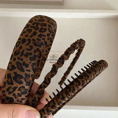 Women Brown Crom Wide Slim Hairbands Fashion Vintage Chic Autumn Winter Headbands Scrunchies Set Accessories for Female Causal