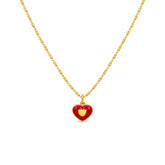 Ladies Red Heart 18k Gold-plated Chain Solid Pendant Necklace Elegant Fashion Simple Factory Price in Stock Jewelry for Women
