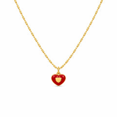 Ladies Red Heart 18k Gold-plated Chain Solid Pendant Necklace Elegant Fashion Simple Factory Price in Stock Jewelry for Women